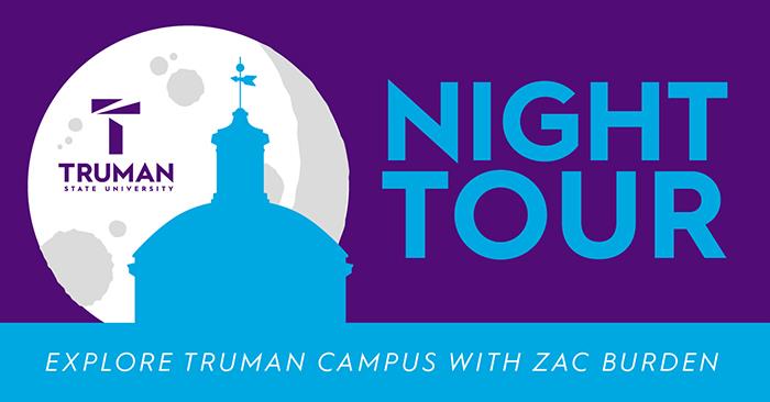 Promotional graphic for Truman State's Oct. 5 night tour of campus history and lore